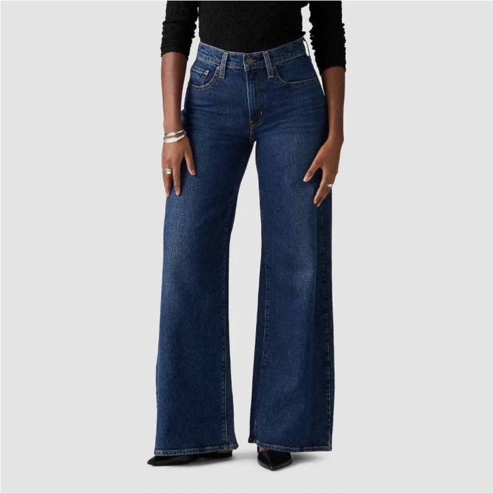 Levi's 728 Dark Blue Wide Leg Flare Jeans
